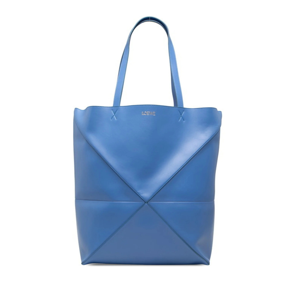 Loewe Puzzlefold Tote Horizontal Large Bag Handbag Blue Leather Women's LOEWE